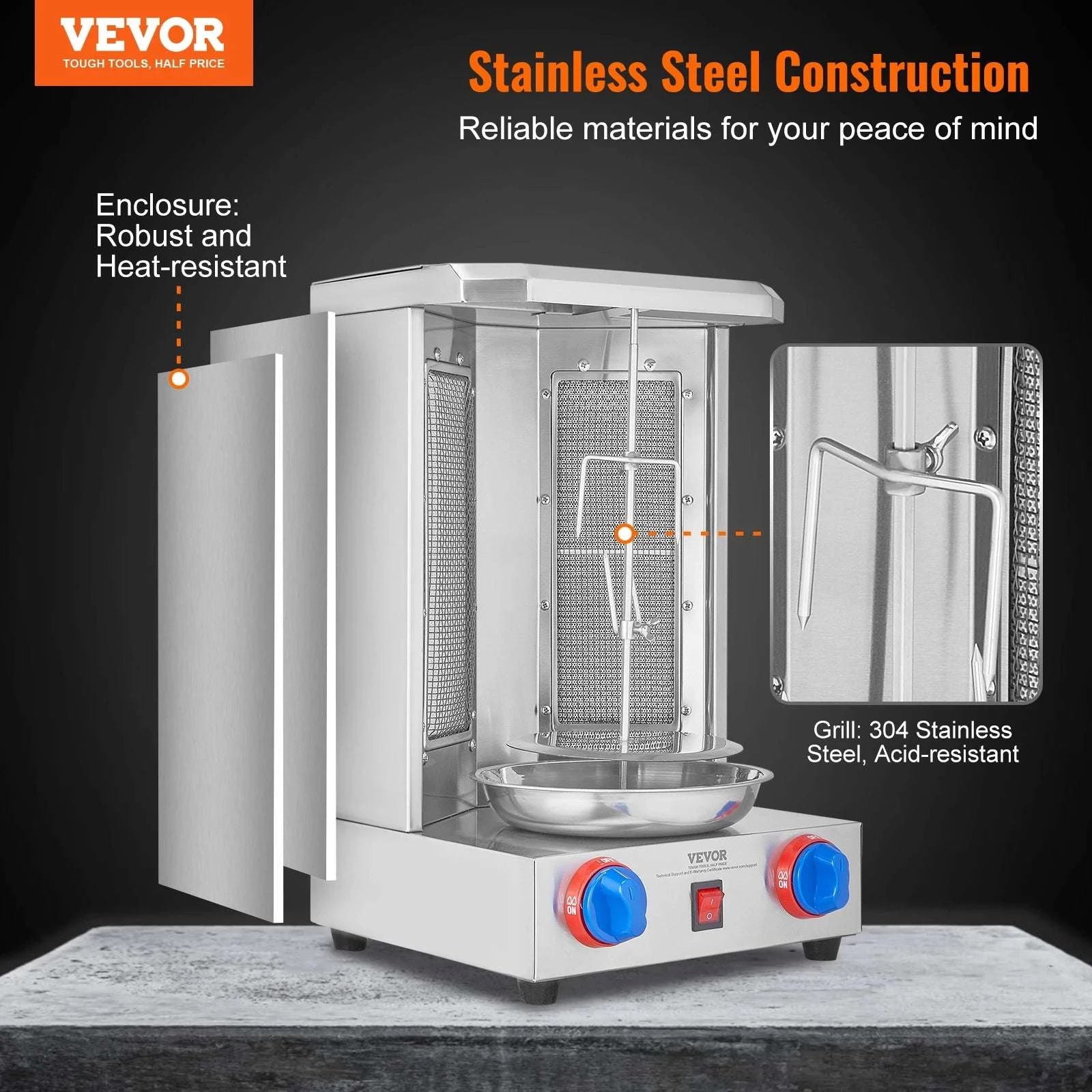 Vertical Shawarma Grill Machine 13 lb Rotisserie with Temp Control-13 pounds Gas / United States