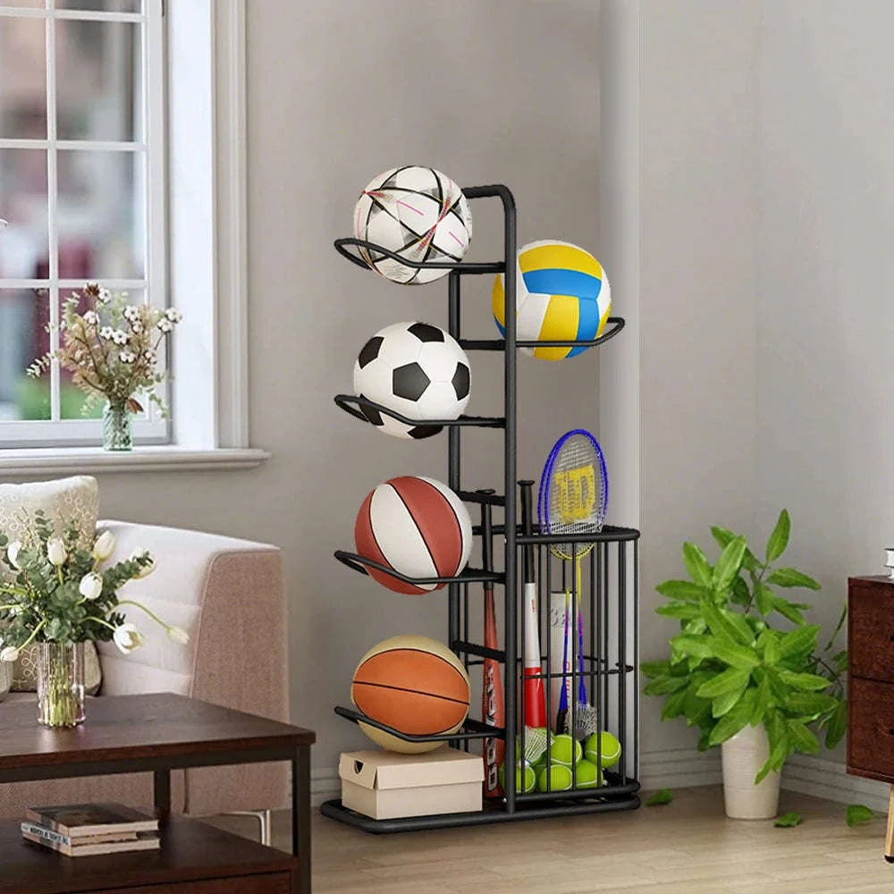 Vertical Sports Ball Storage Rack for Kids – Adjustable Steel Organizer-black / france