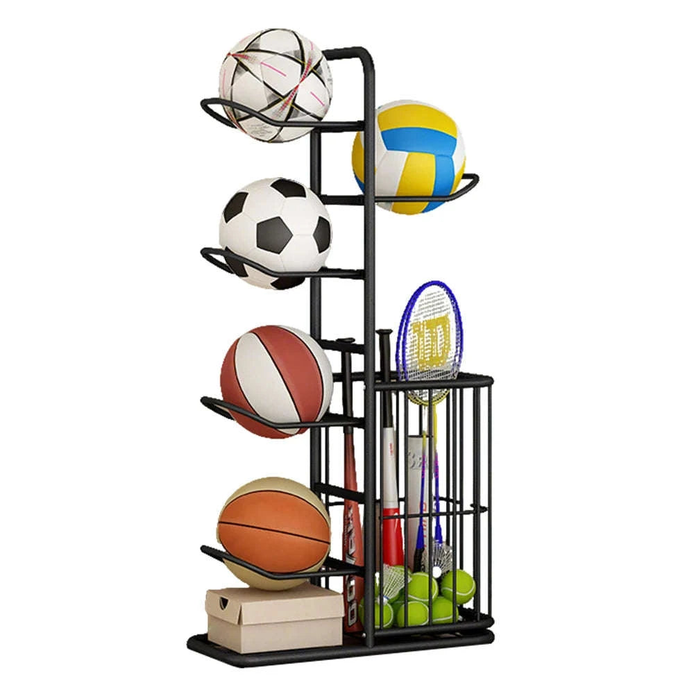 Vertical Sports Ball Storage Rack for Kids – Adjustable Steel Organizer-black / france