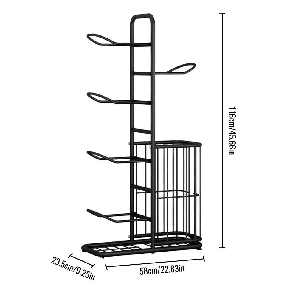 Vertical Sports Ball Storage Rack for Kids – Adjustable Steel Organizer-black / france