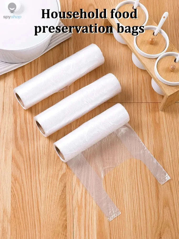 Vest-Type Food Grade Storage Bags – 100-Pack, Easy-Tear, Freezer-Safe Design-White / 38x30CM