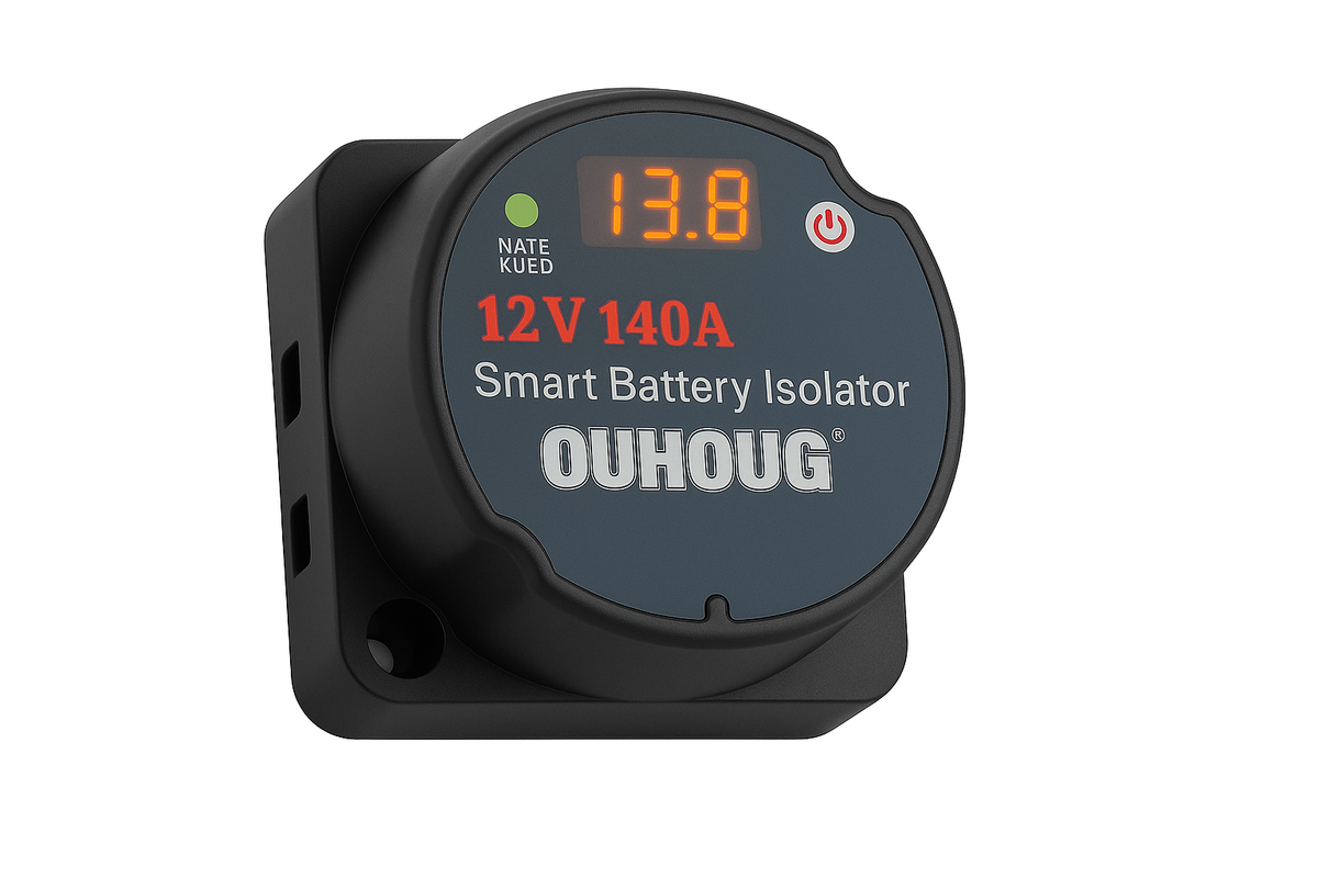 12V delt lade-relésett 140A VSR med voltmeter for dobbelbatteri