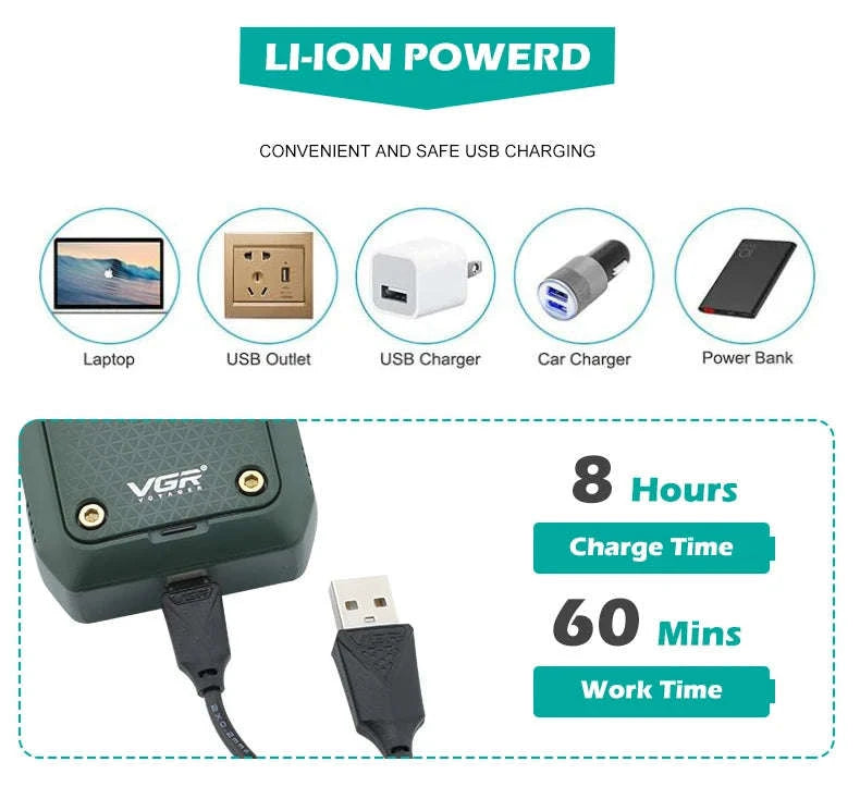 VGR V-353 Premium Portable Electric Razor & Beard Shaver-353 green