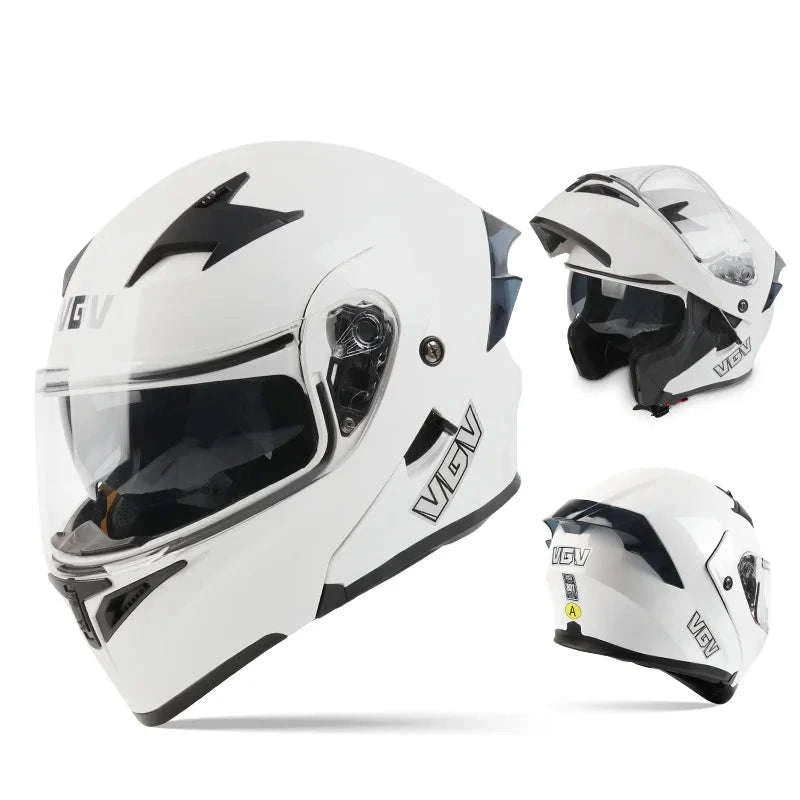 VGV 91 Flip Motorcycle Helmet, Dual-Lens, DOT Certified-Brown / M