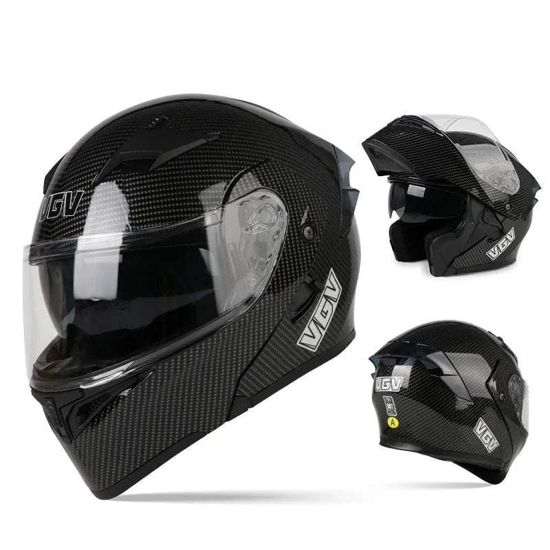 VGV 91 Flip Motorcycle Helmet, Dual-Lens, DOT Certified-Brown / M