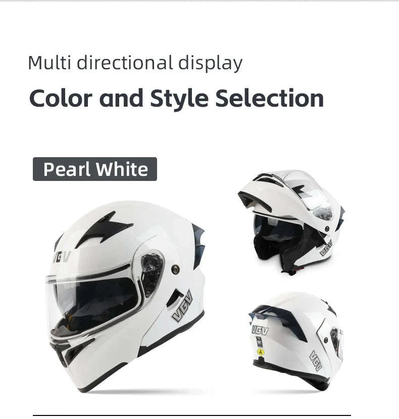 VGV 91 Flip Motorcycle Helmet, Dual-Lens, DOT Certified-Brown / M