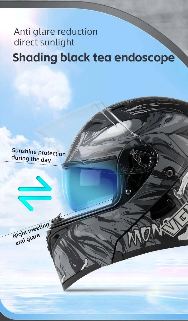 VGV 91 Flip Motorcycle Helmet, Dual-Lens, DOT Certified-Brown / M
