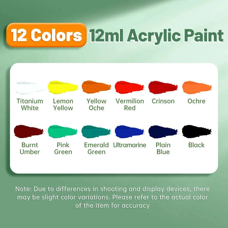Vibrant Acrylic Paint Set – 12ml Artist Colors-18 Colors / CHINA