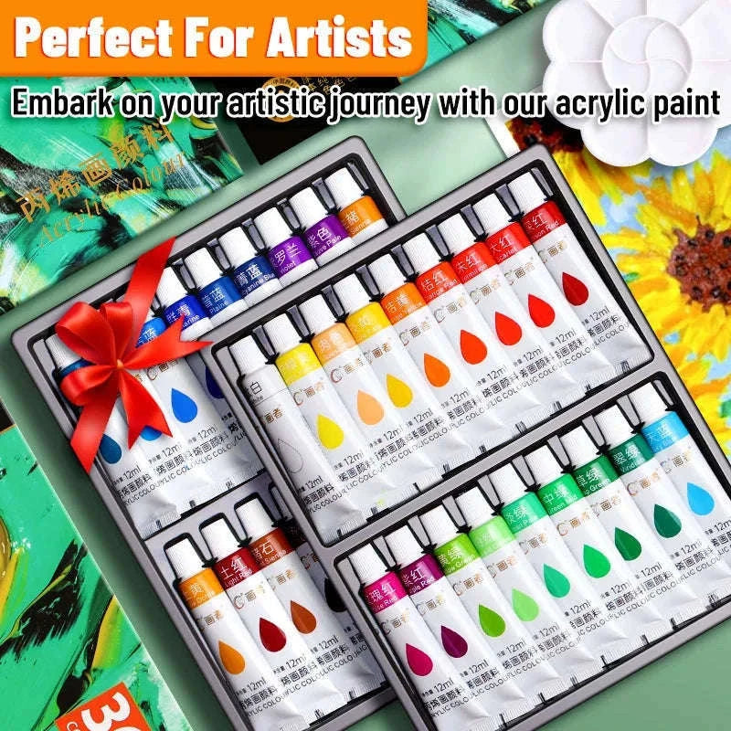 Vibrant Acrylic Paint Set, 12ml Artist Colors for Art Projects-36 Colors / CHINA