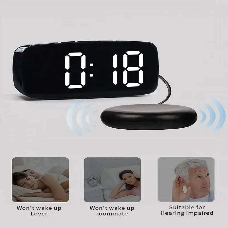 Vibrating Alarm Clock with Bed Shaker-black