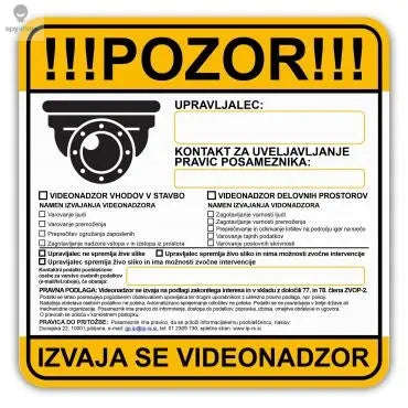 Video Surveillance Sticker 20x20 for Clear Monitoring Notices-Default Title