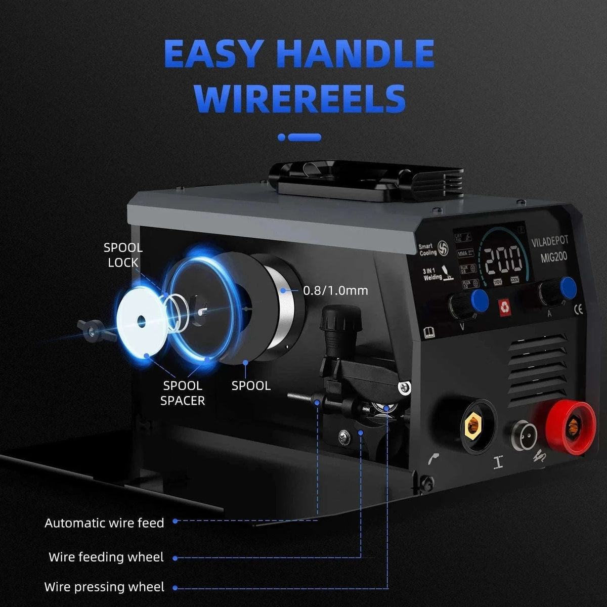 Viladepot 3-in-1 No Gas MIG Welder MIG200-GERMANY