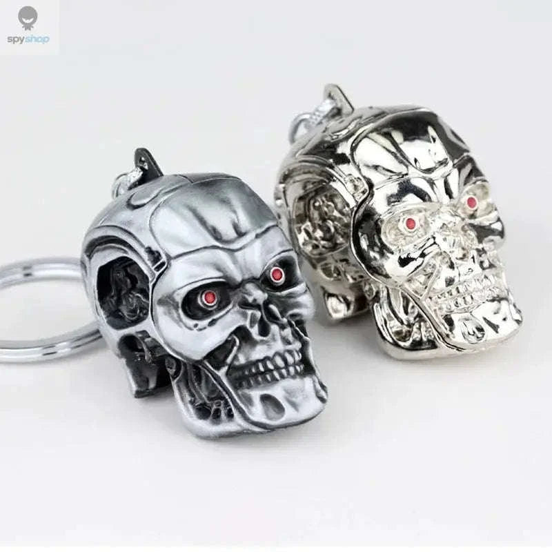 Vintage Charm Terminator Skull Keychain-K137-Silver