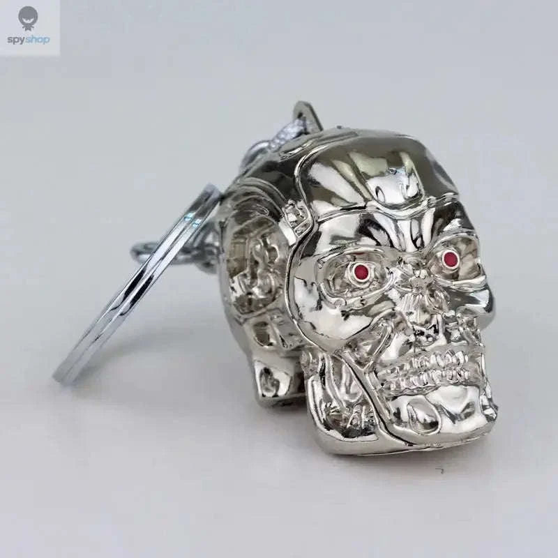 Vintage Charm Terminator Skull Keychain-K137-Silver