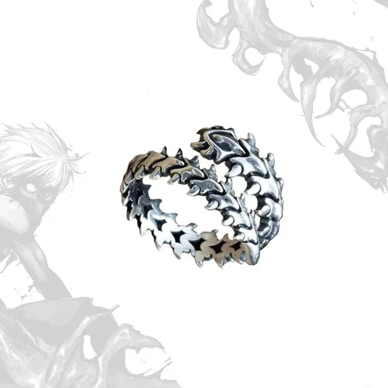 Vintage Gothic Spine Ring in Antique Silver-AJZ50041