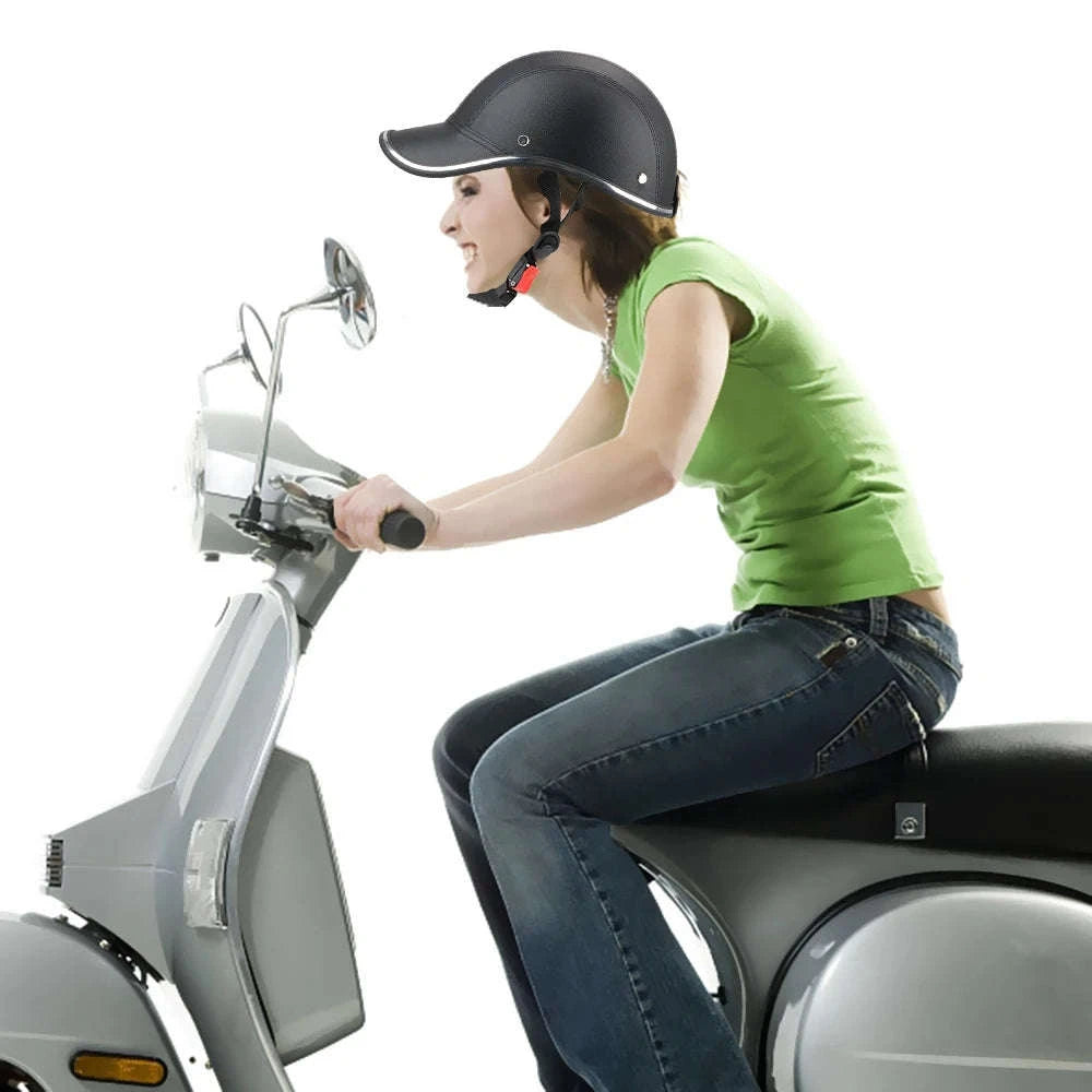 Vintage Half Helmet by LEEPEE-Black leather helmet