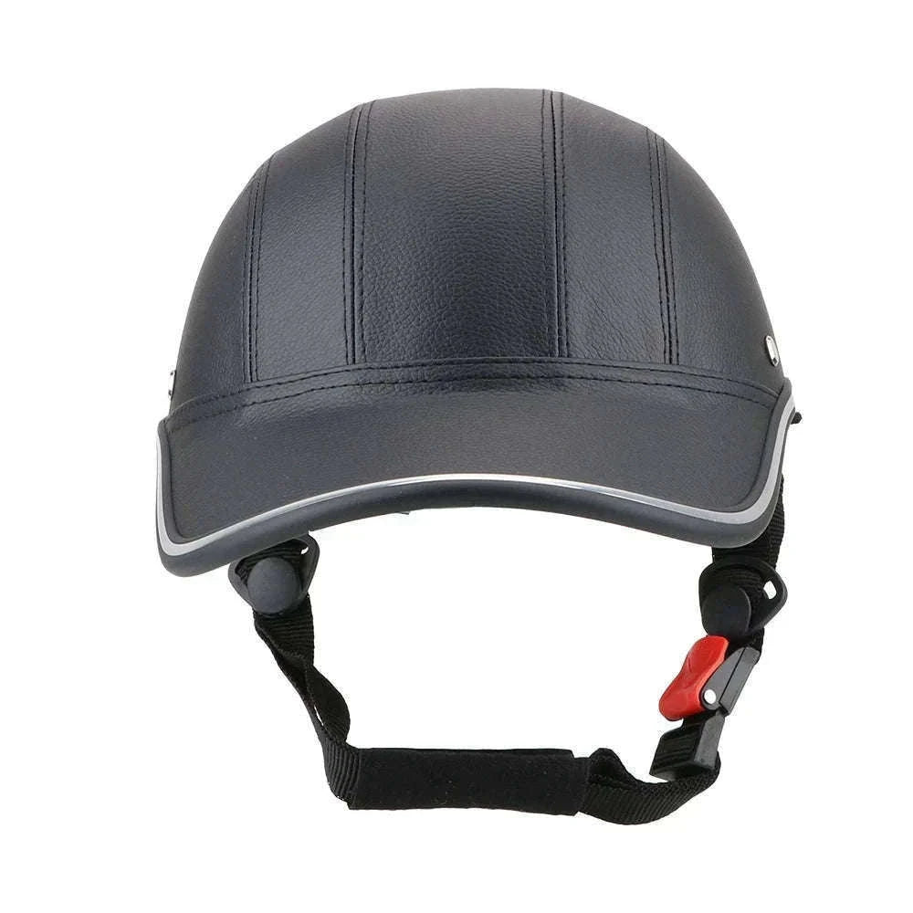 Vintage Half Helmet with 7cm Brim and Adjustable Fit-black