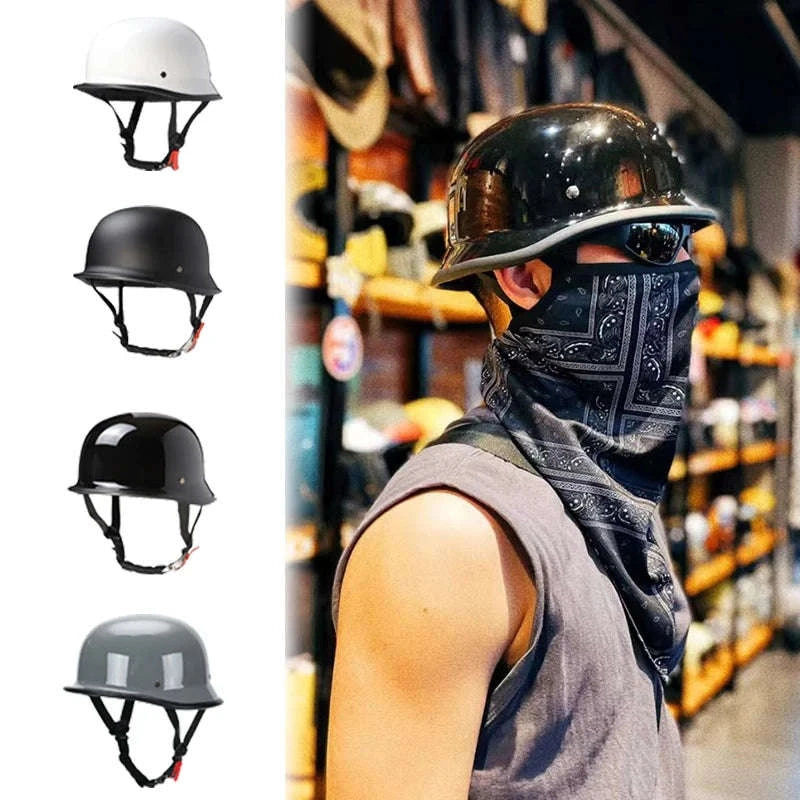 Vintage Half Motorcycle Helmet with Protective Glasses Summer Style-2 / M