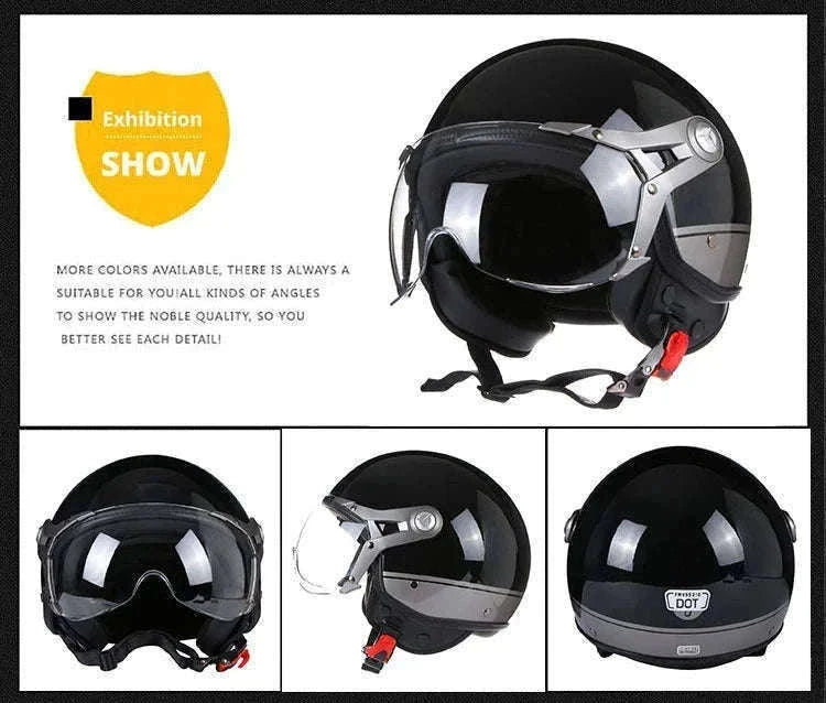 Vintage Jet Motorcycle Helmet with Visor for Confident Rides-288 red / L