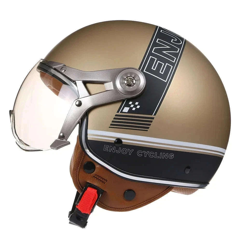 Vintage Jet Motorcycle Helmet with Visor for Confident Rides-288 red / L