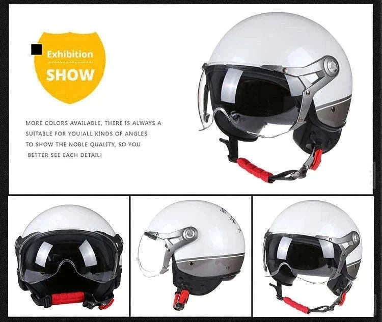 Vintage Jet Motorcycle Helmet with Visor for Confident Rides-288 red / L