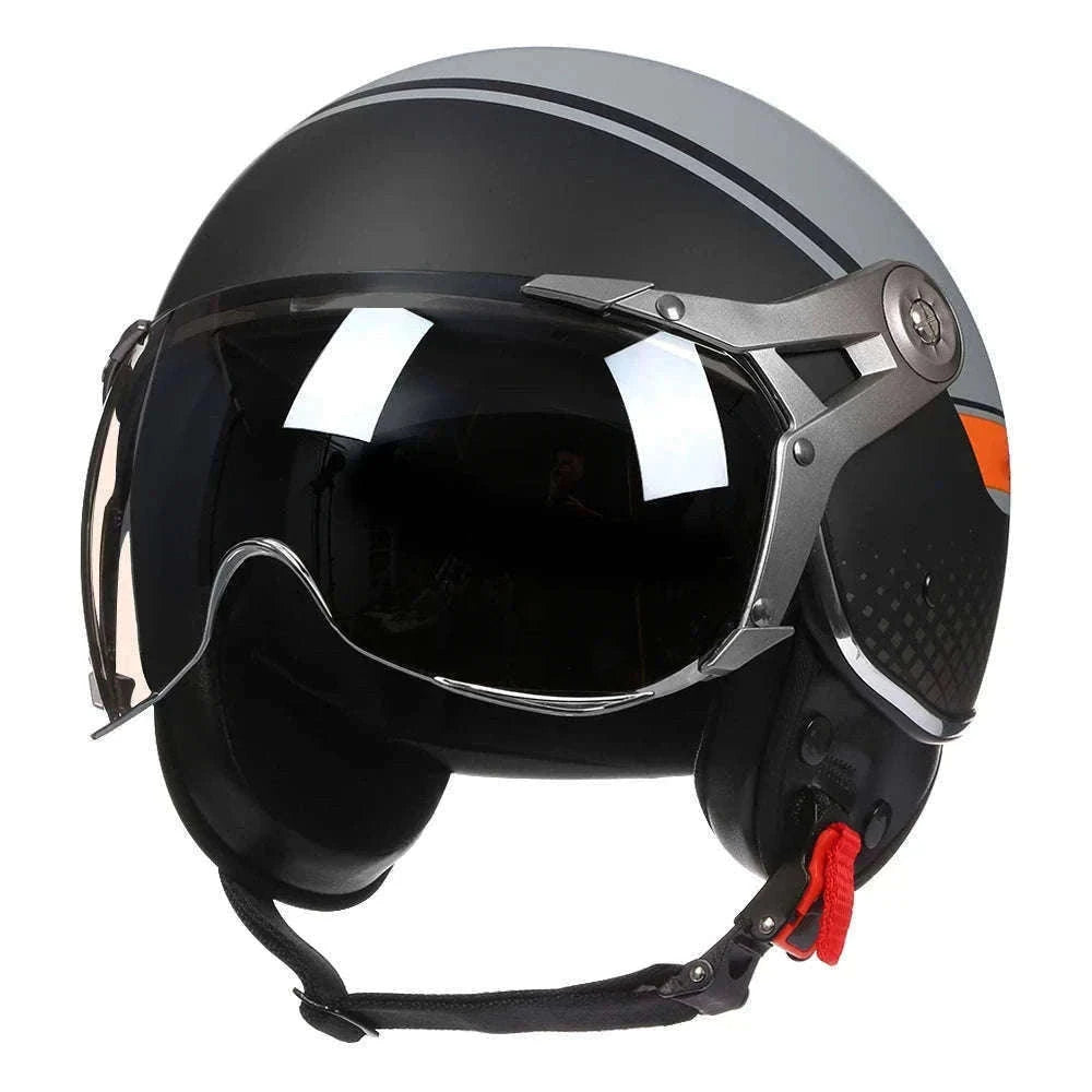 Vintage Jet Motorcycle Helmet with Visor for Confident Rides-288 red / L