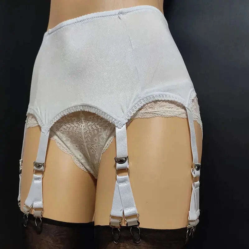 Vintage Lace Suspender Belt with Stockings-WTgarter BKstockings / M