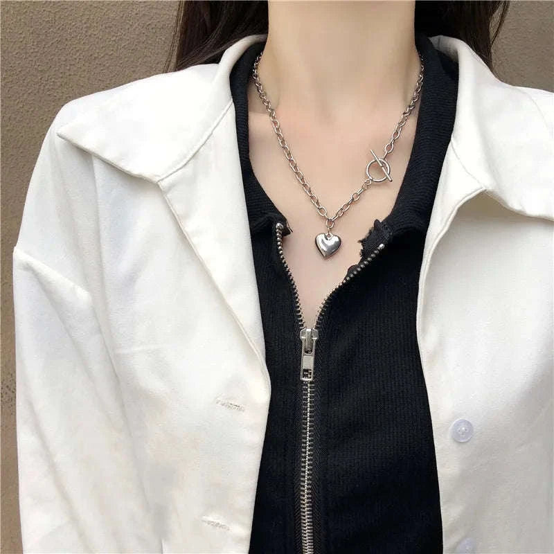 Vintage Love Heart Pendant Necklace-x491