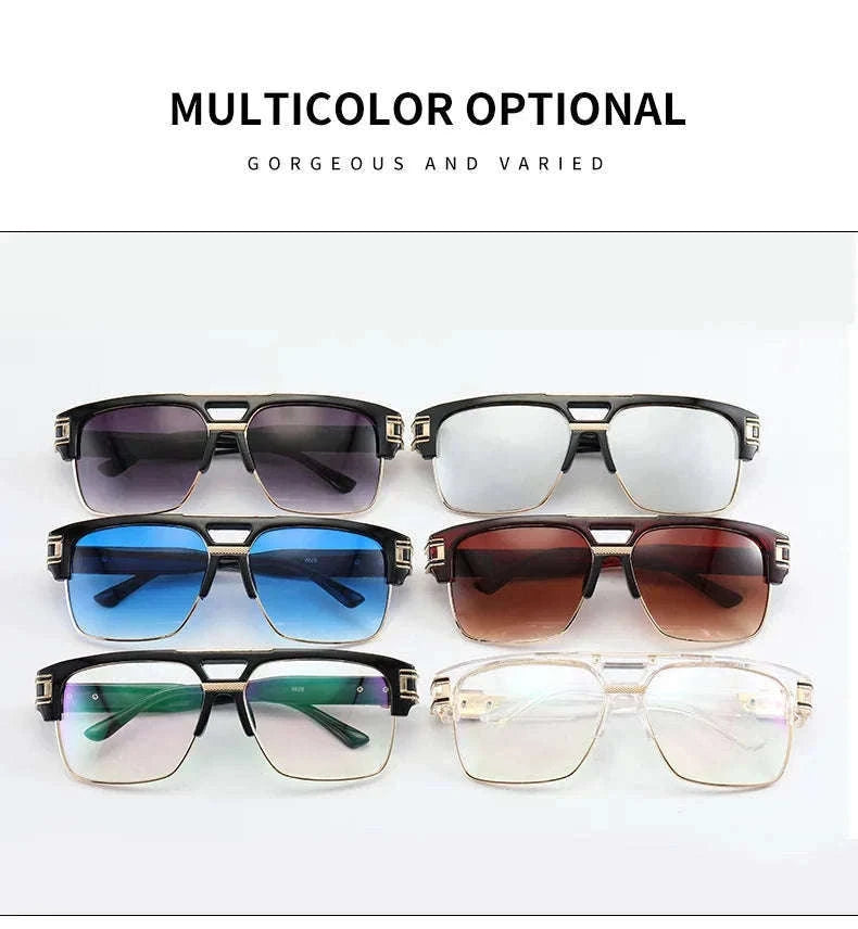 Vintage Men Sunglasses with UV400 Retro Square Style-Blue Gradient