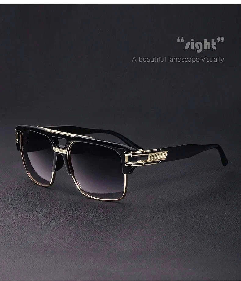 Vintage Men Sunglasses with UV400 Retro Square Style-Blue Gradient