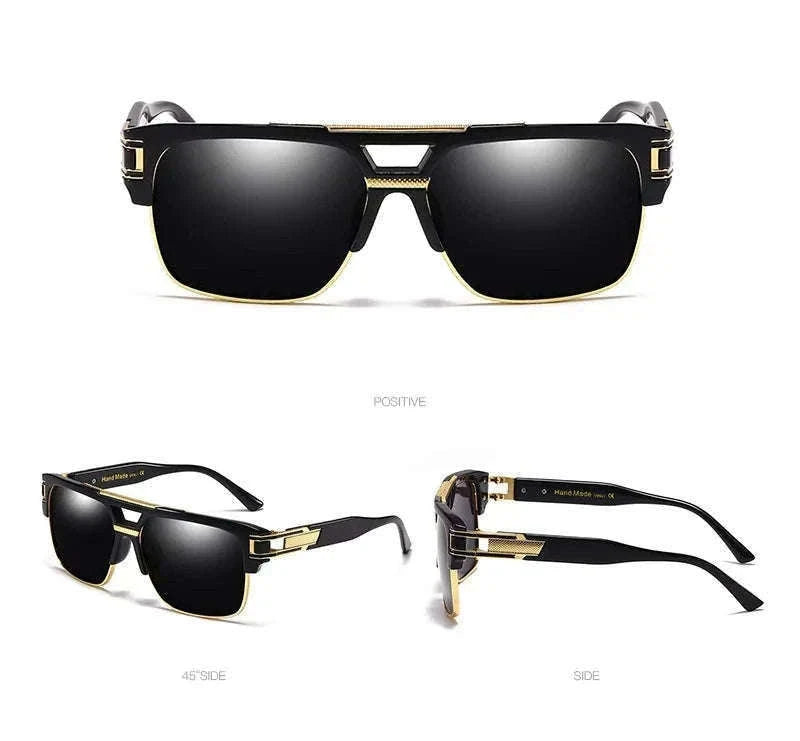 Vintage Men Sunglasses with UV400 Retro Square Style-Blue Gradient