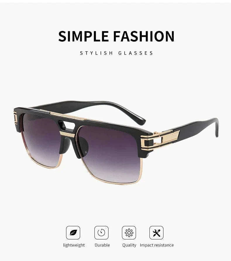 Vintage Men Sunglasses with UV400 Retro Square Style-Blue Gradient