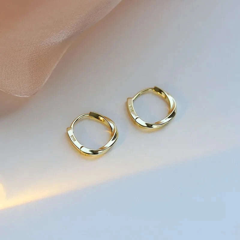 Vintage Metal Hoop Earrings with Irregular Wave Design-4