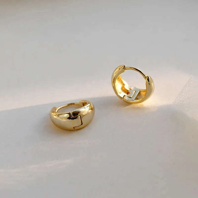 Vintage Metal Hoop Earrings with Irregular Wave Design-4