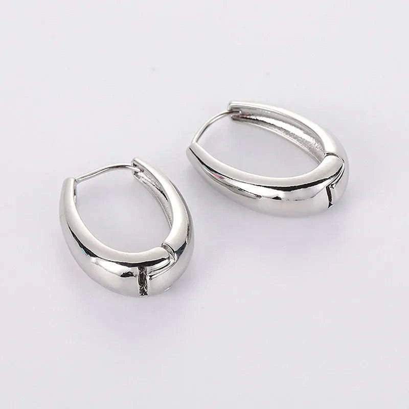 Vintage Metal Hoop Earrings with Irregular Wave Design-4