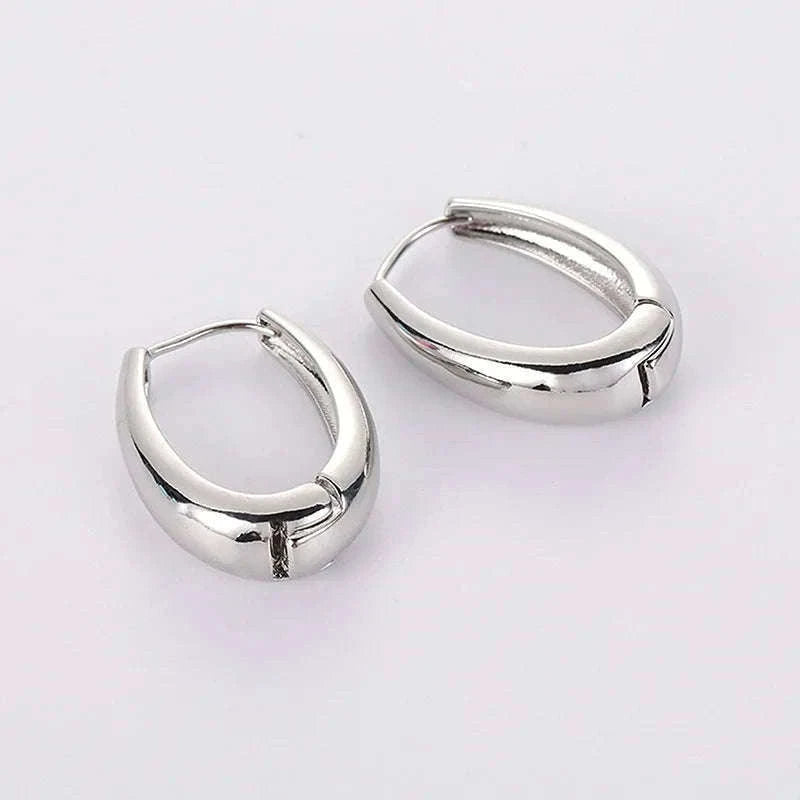 Vintage Metal Hoop Earrings with Irregular Wave Design-4