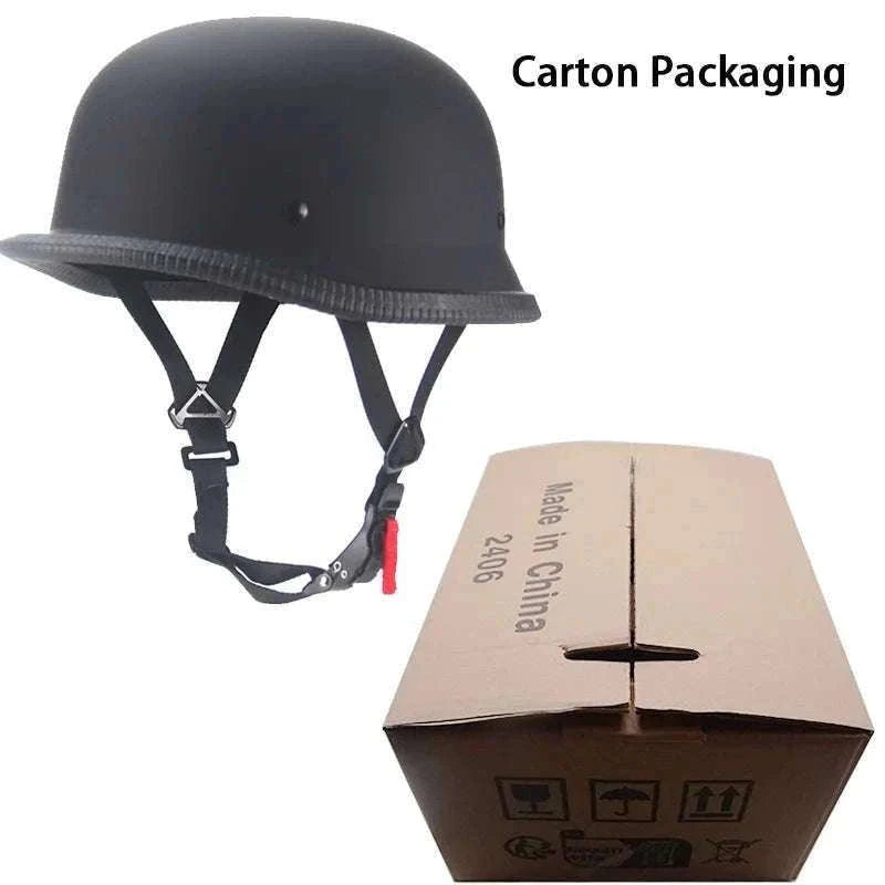 Vintage Open Face Motorcycle Helmet – Retro Cruiser Half Helmet-Bright black 1x / L