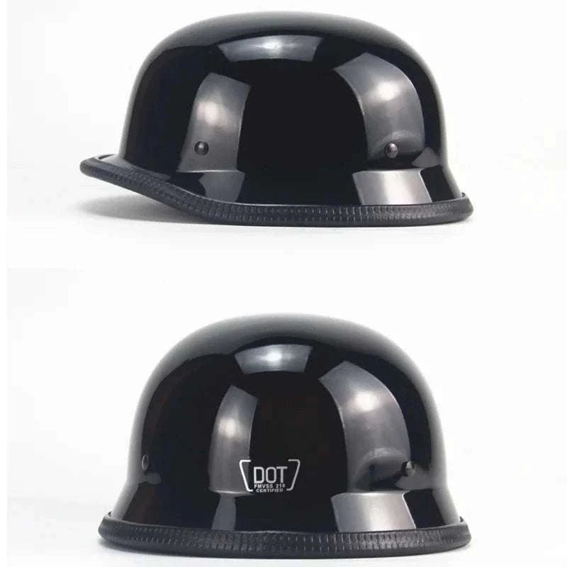 Vintage Open Face Motorcycle Helmet – Retro Cruiser Half Helmet-Bright black 1x / L