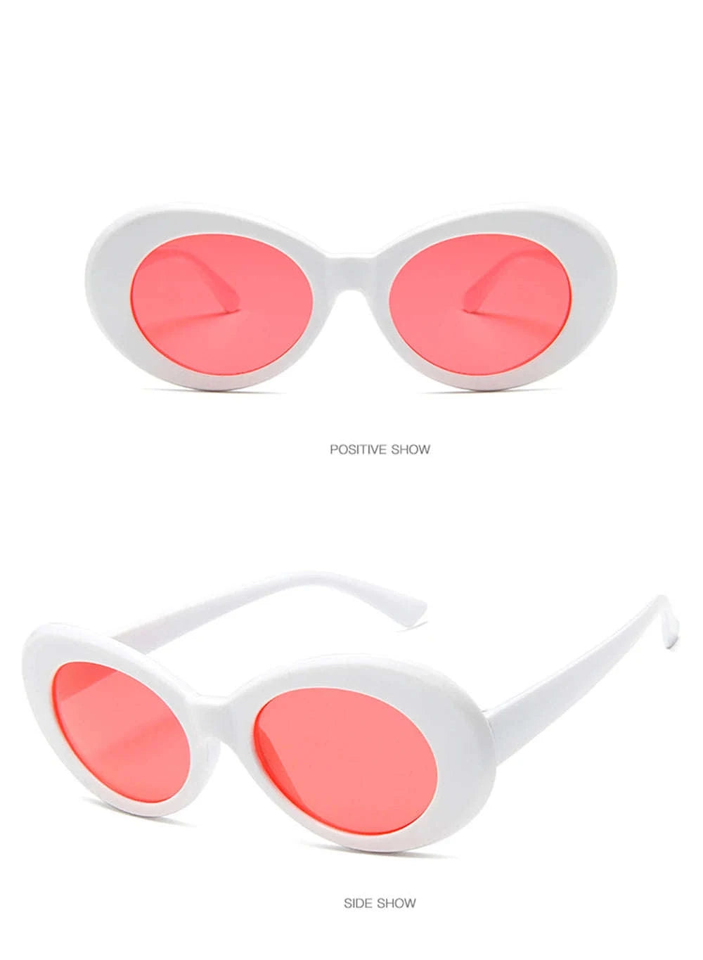 Vintage Oval Sunglasses for Women and Men-White-Blue / As Picture