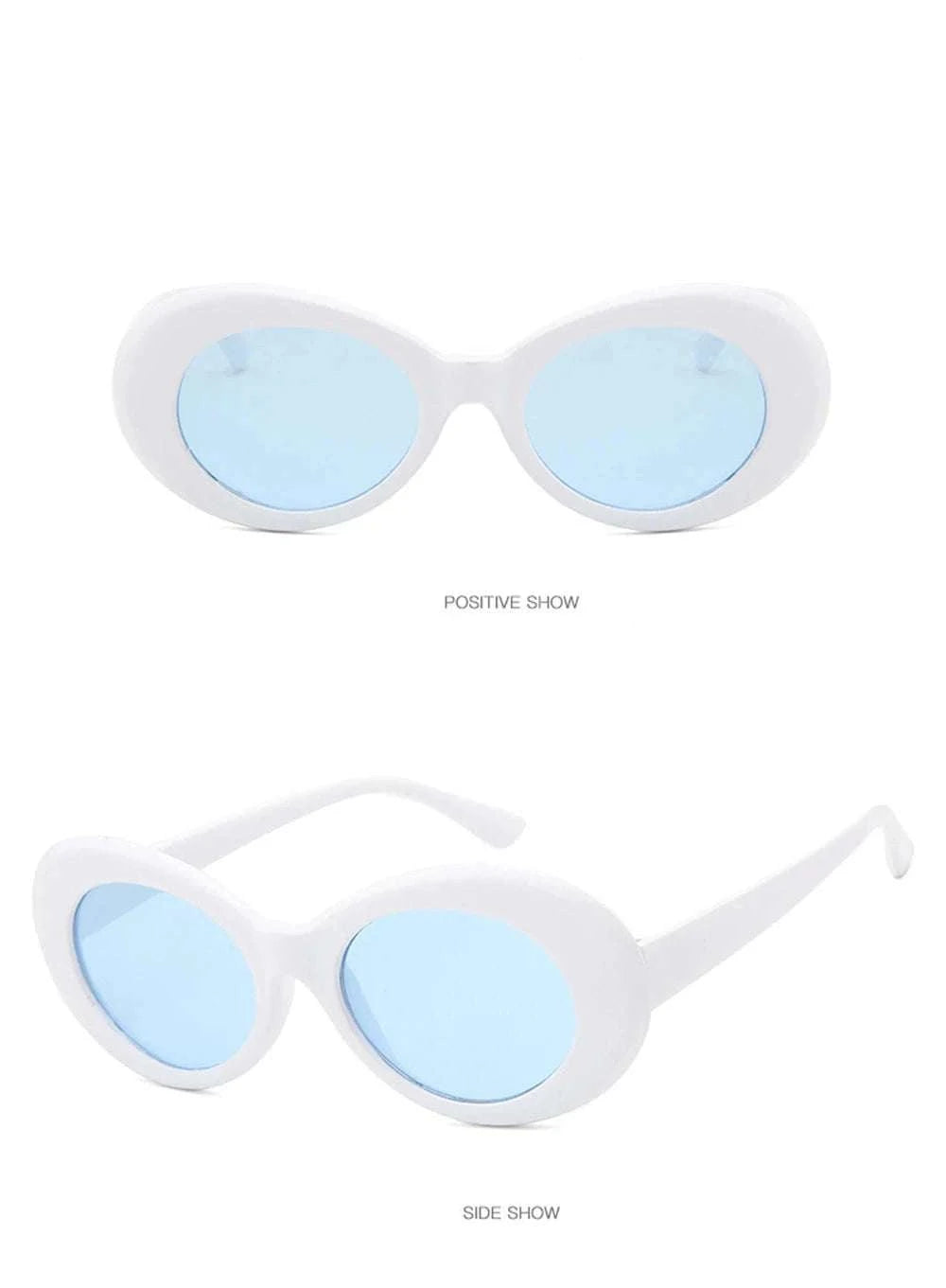 Vintage Oval Sunglasses for Women and Men-White-Blue / As Picture
