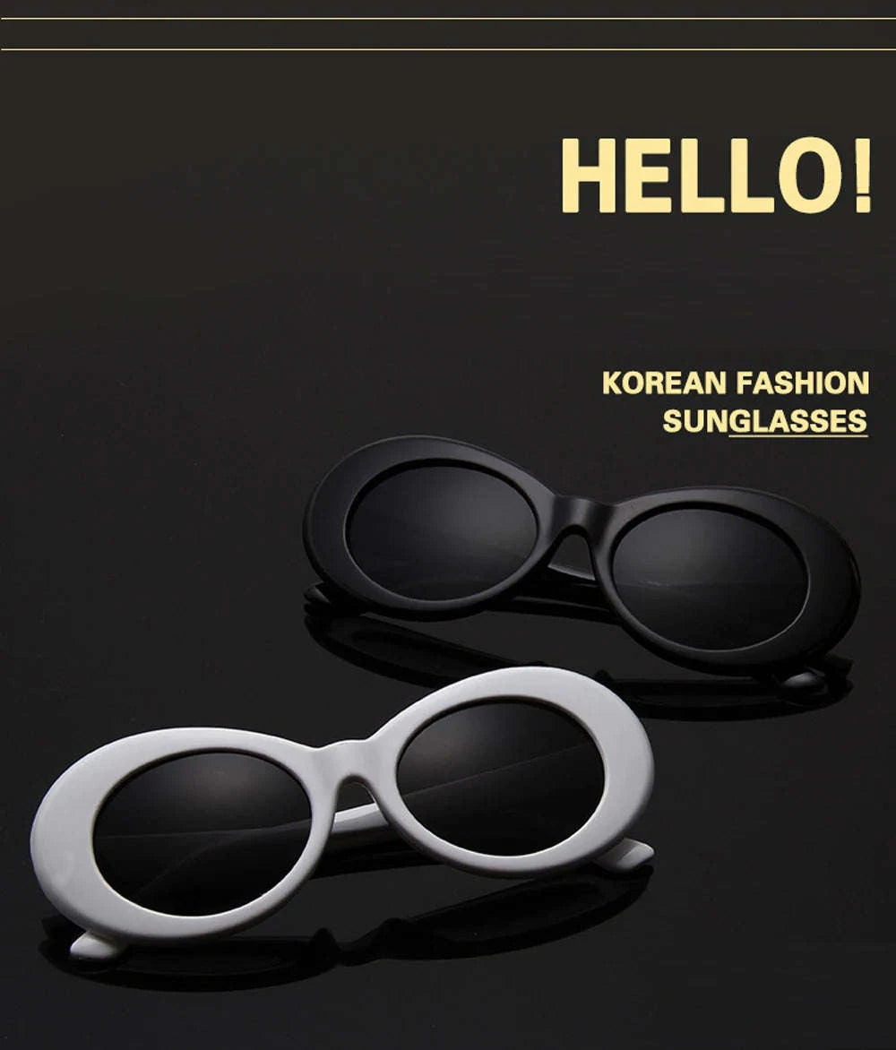 Vintage Oval Sunglasses for Women and Men-White-Blue / As Picture