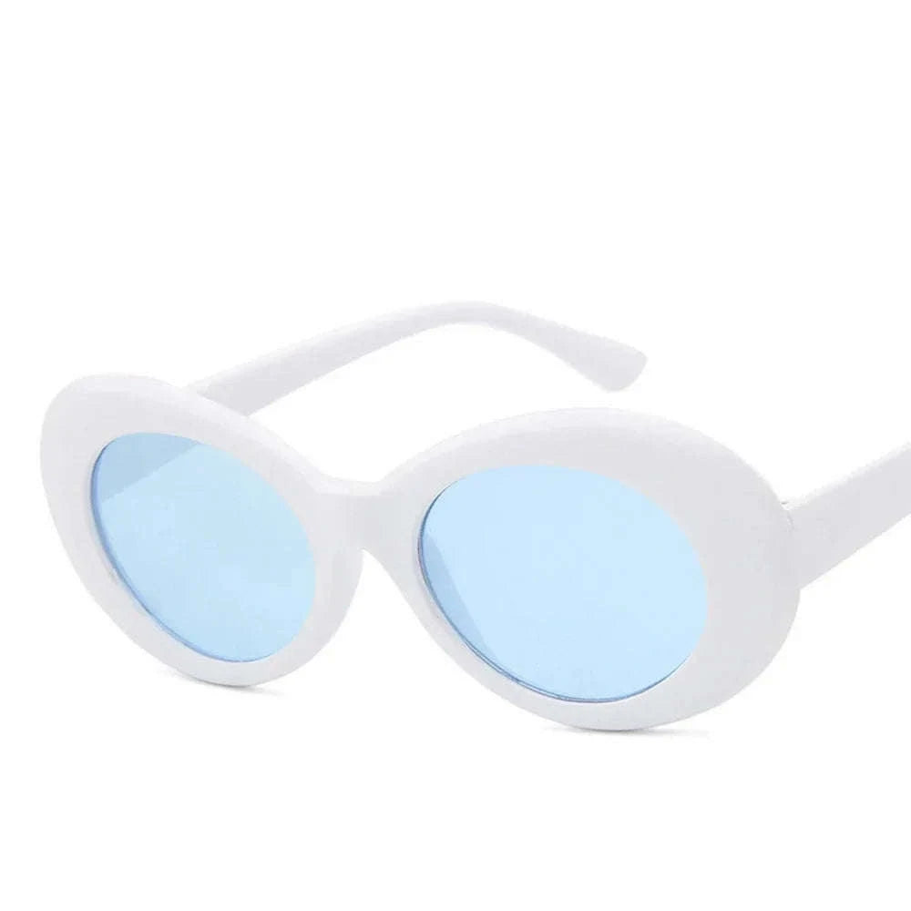 Vintage Oval Sunglasses for Women and Men-White-Blue / As Picture