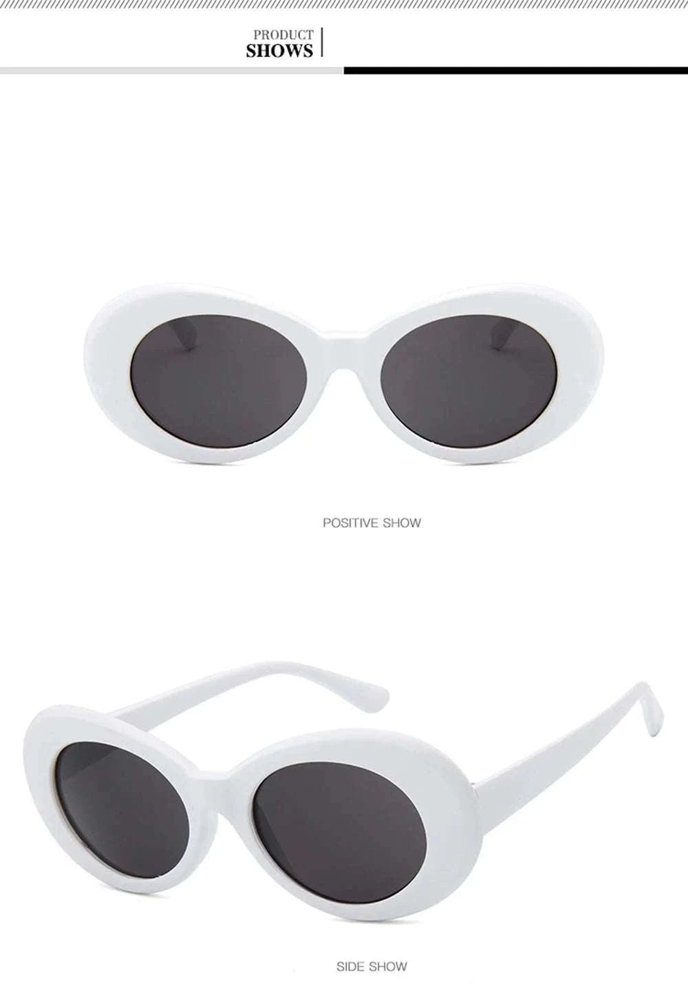 Vintage Oval Sunglasses for Women and Men-White-Blue / As Picture