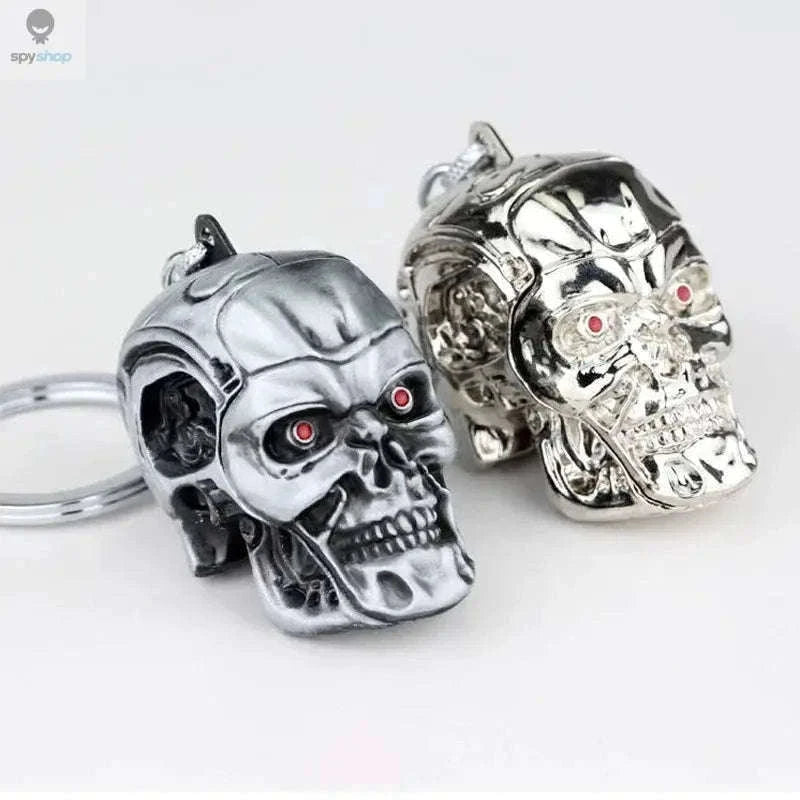 Vintage Skull Keychain with Secure Clip for Everyday Carry-Silver