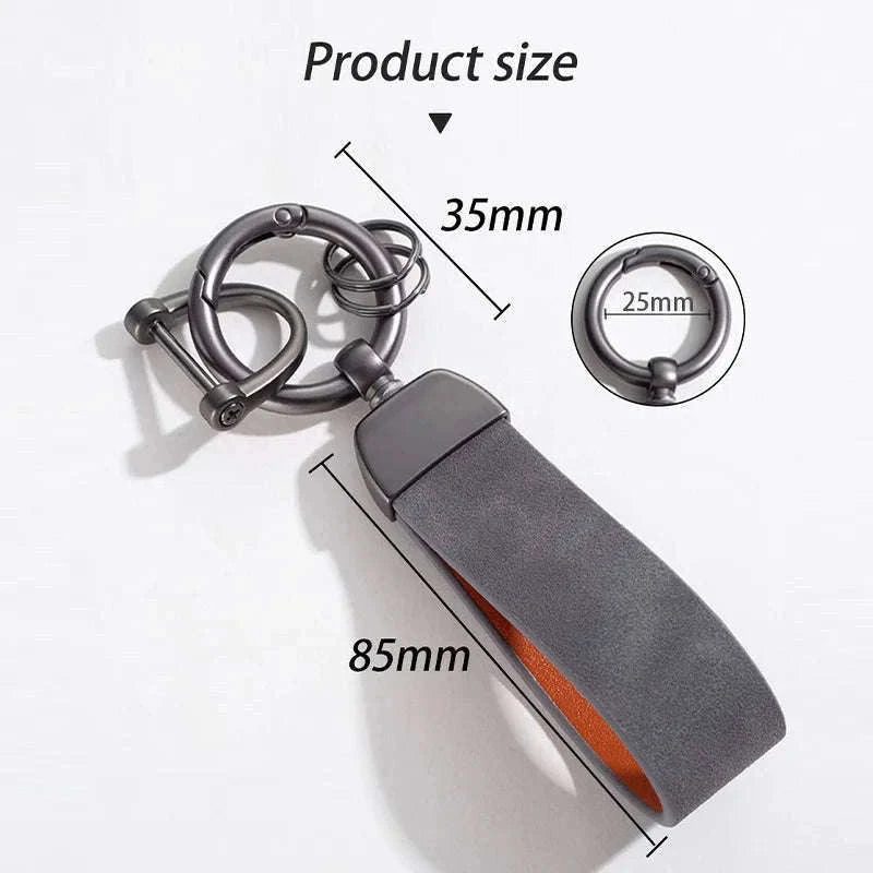 Vintage Suede Car Keychain Ring-Blue