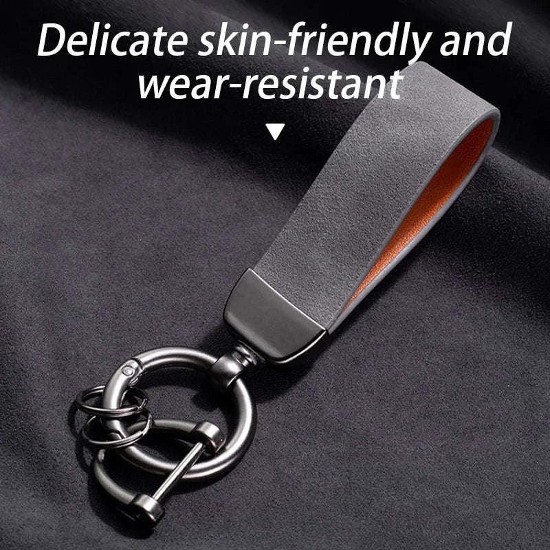 Vintage Suede Car Keychain Ring-Blue