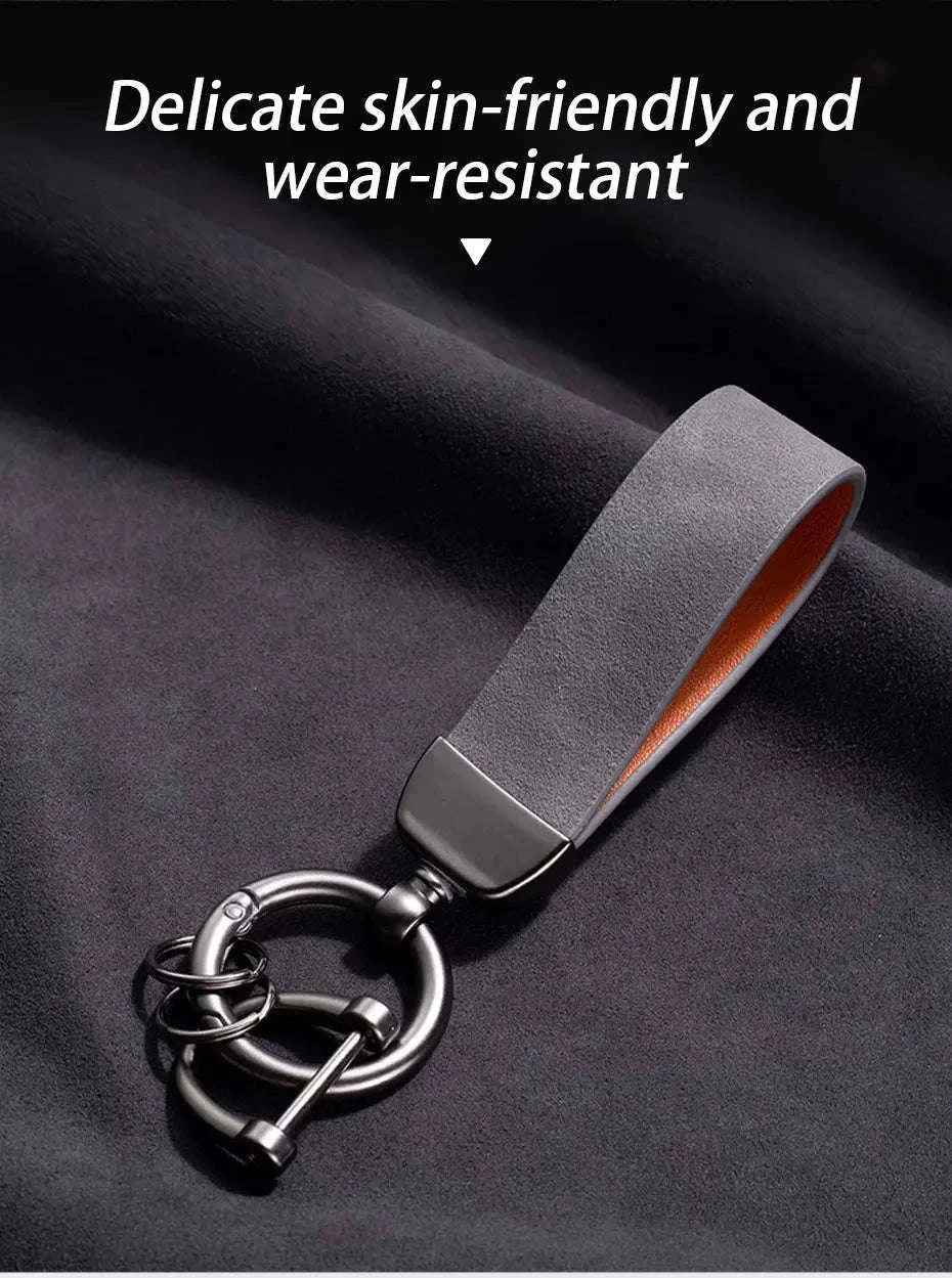 Vintage Suede Car Keychain Ring-Blue
