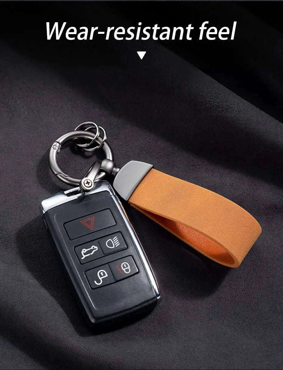 Vintage Suede Car Keychain Ring-Blue