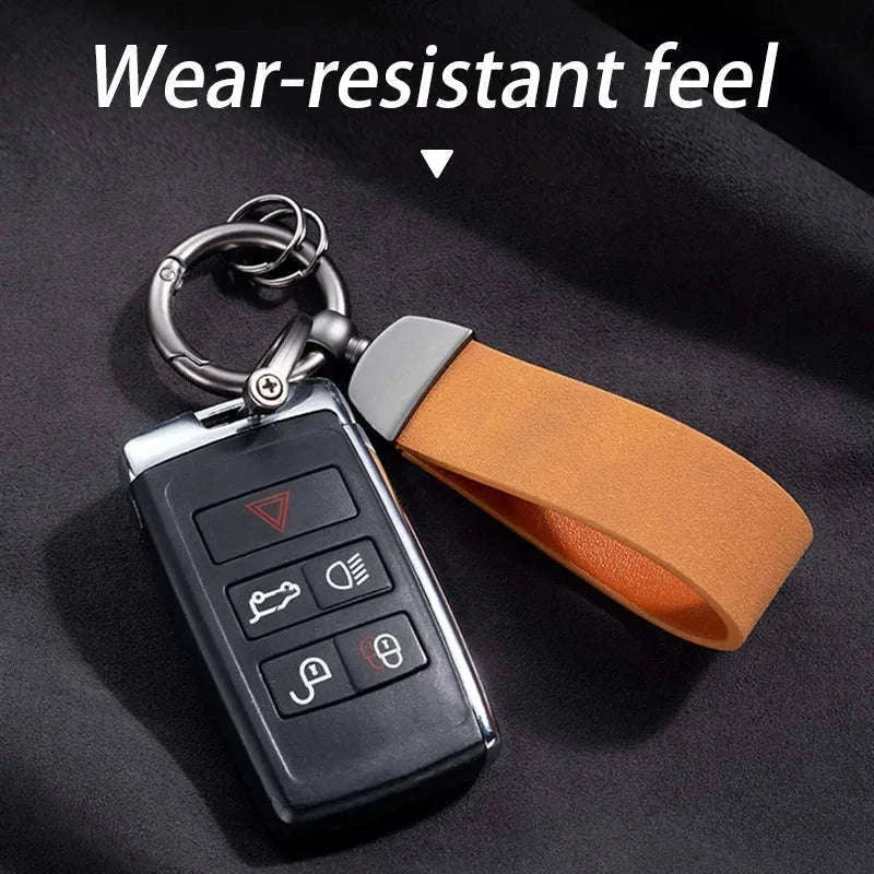 Vintage Suede Car Keychain Ring-Blue