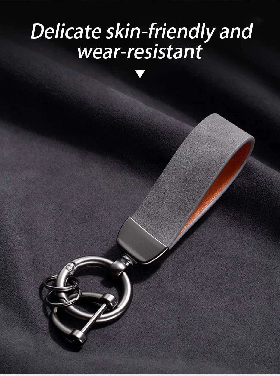 Vintage Suede Car Keychain Ring-Blue